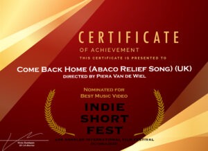 IndieX Film Fest Certificate of Achievement