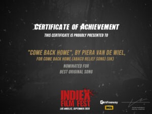IndieX Film Fest Certificate of Achievement